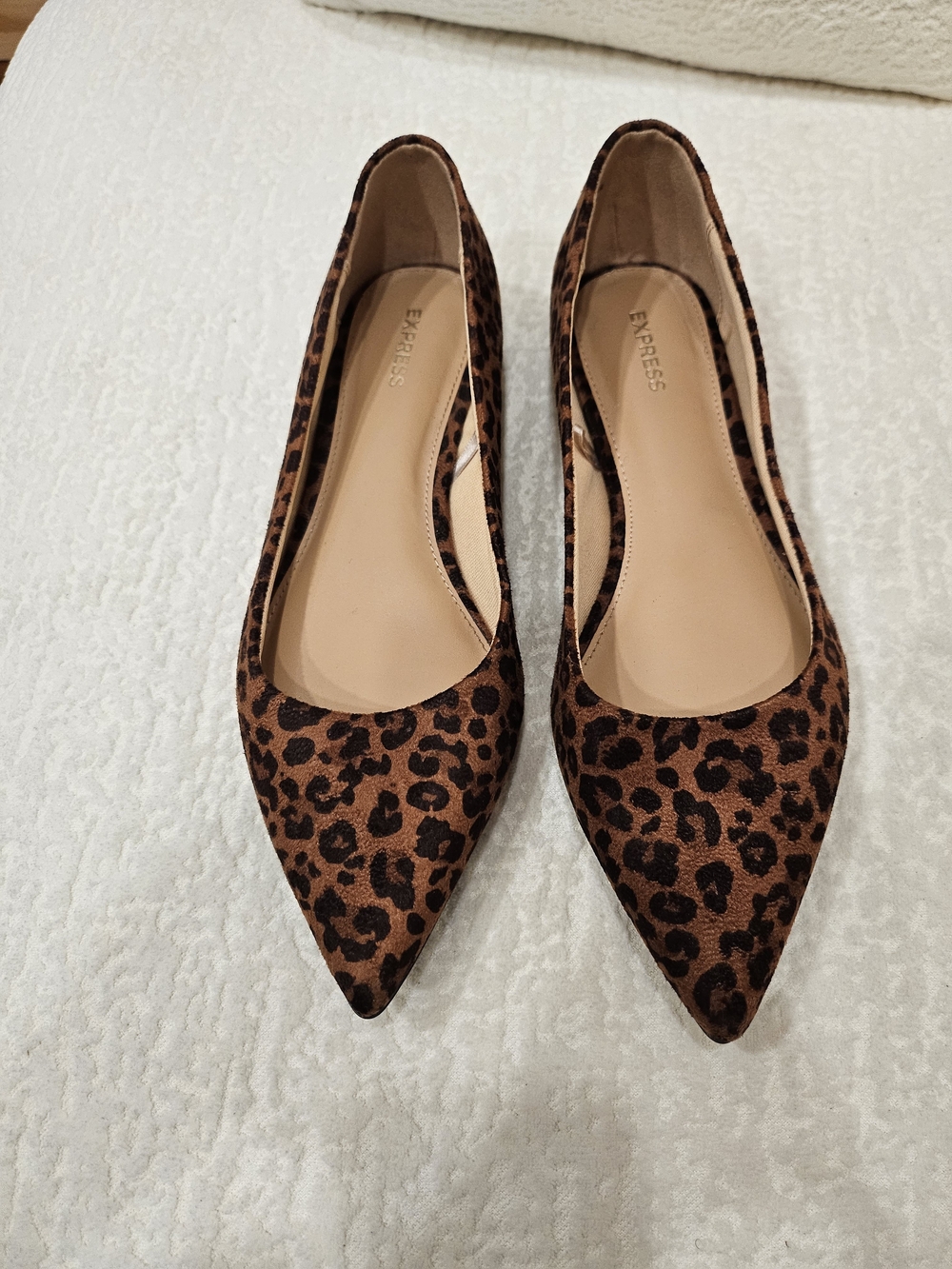 Express Women's Leopard Print Pointed Toe Flats - Brown
